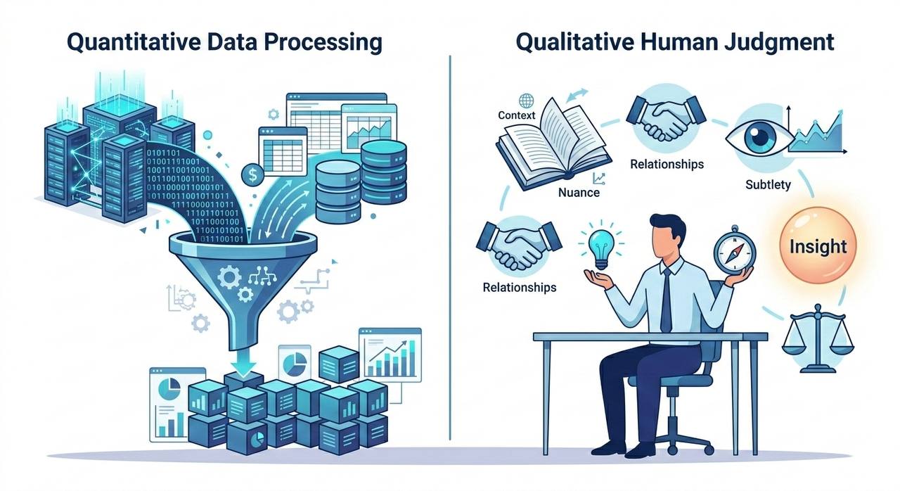 定量数据处理与定性人类判断对比